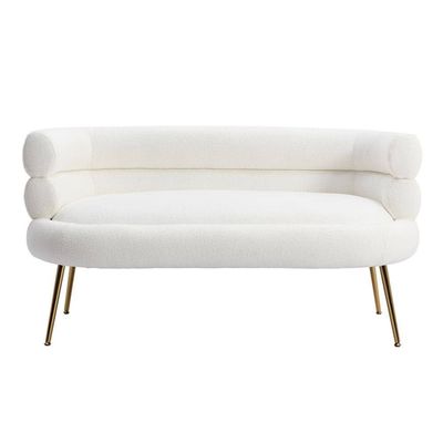 Flared 2 Seater Fabric Sofa - White