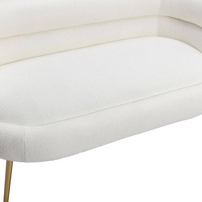 Flared 2 Seater Fabric Sofa - White