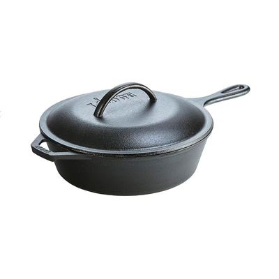Lodge 3 Quart Cast Iron Deep Skillet With Lid - Black