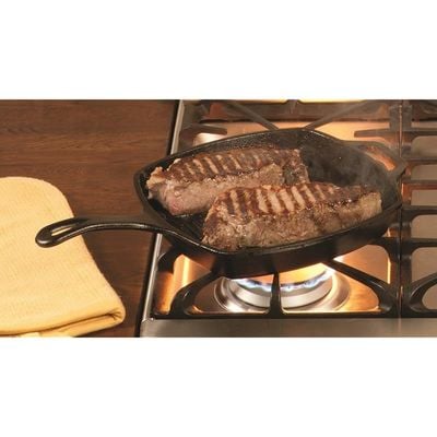 Lodge Pre-Seasoned Cast Iron Grill Pan With Assist Handle 10.5 Inch - Black