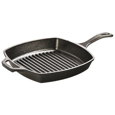 Lodge Pre-Seasoned Cast Iron Grill Pan With Assist Handle 10.5 Inch - Black