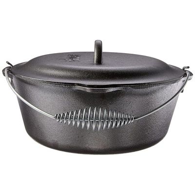 Lodge Cast Iron Dutch Oven With Iron Cover, Pre-Seasoned (7-Quart) - Black