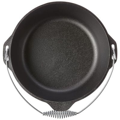 Lodge Pre-Seasoned Cast Iron Dutch Oven/Casserole Dish With Spiral Bail Handle (8.52 L) - Black