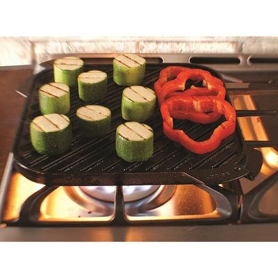 Lodge Cast Iron Single Burner Reversible Grill/Griddle, 10.5 Inch - Black