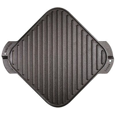 Lodge Cast Iron Single Burner Reversible Grill/Griddle, 10.5 Inch - Black