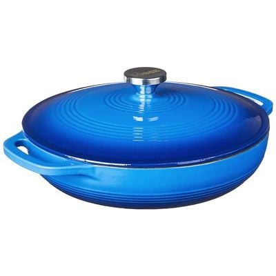 Lodge 3.6 Quart Enamel Cast Iron Casserole Dish With Lid (Caribbean Blue)