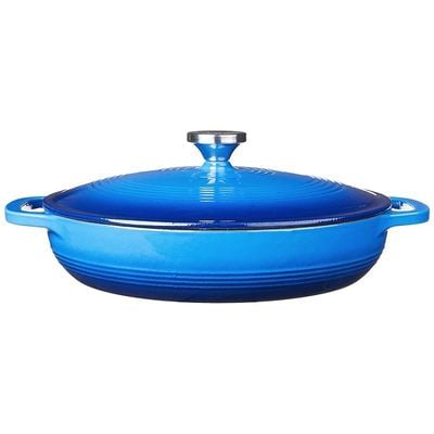 Lodge 3.6 Quart Enamel Cast Iron Casserole Dish With Lid (Caribbean Blue)