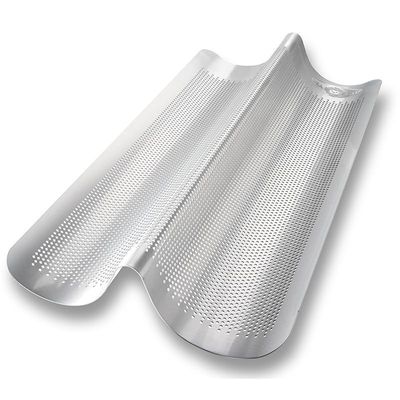 USA Pan Bakeware Aluminized Steel Perforated Italian Bread Pan, 2-Loaf