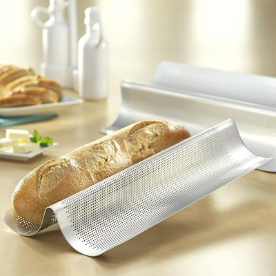 USA Pan Bakeware Aluminized Steel Perforated Italian Bread Pan, 2-Loaf