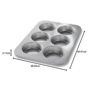 USA Pan Bakeware Mini Round Cake And Cinnamon Roll Pan, Nonstick & Quick Release Coating, 6 Well