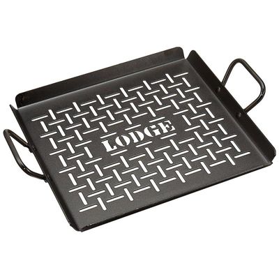 Lodge Carbon Steel Grilling Pan, Pre-Seasoned, 12 Inch - Black