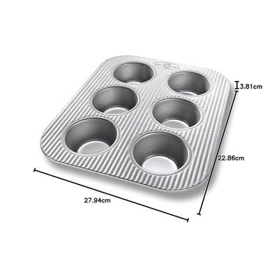 USA Pan Bakeware Toaster Oven Muffin Pan, 6 Well, Nonstick & Quick Release Coating