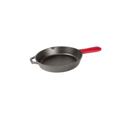 Lodge Cast Iron Skillet With Red Silicone Hot Handle Holder, 10.25 Inch