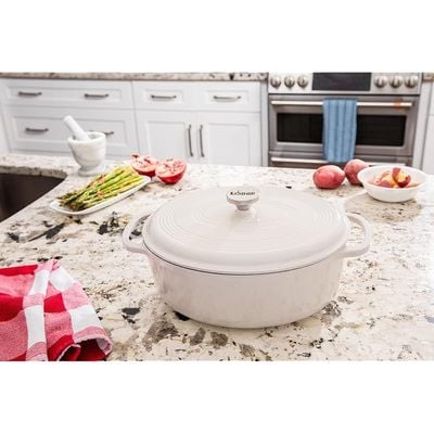 Lodge Enameled Cast Iron Oval Dutch Oven, (7-Quart) - Oyster White