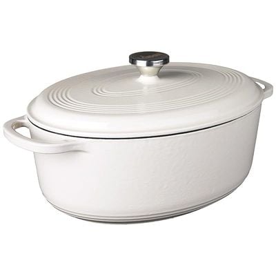 Lodge Enameled Cast Iron Oval Dutch Oven, (7-Quart) - Oyster White