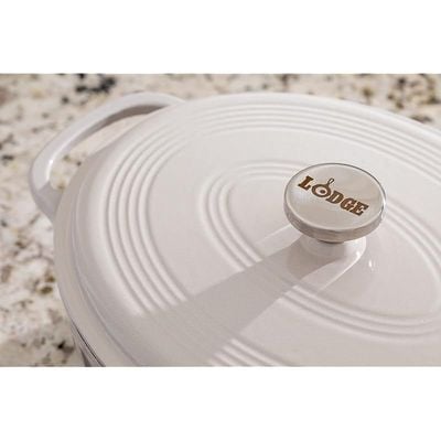 Lodge Enameled Cast Iron Oval Dutch Oven, (7-Quart) - Oyster White