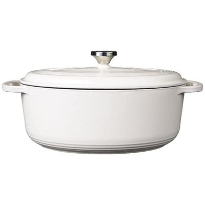 Lodge Enameled Cast Iron Oval Dutch Oven, (7-Quart) - Oyster White