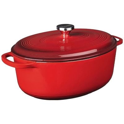 Lodge Enameled Cast Iron Oval Dutch Oven (7-Quart) - Red