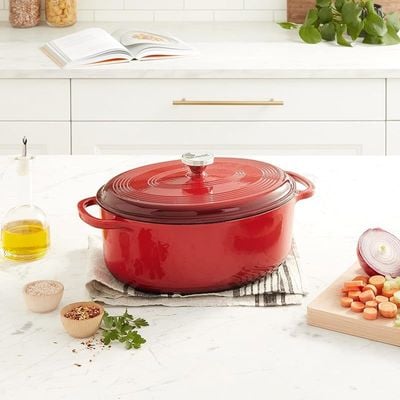 Lodge Enameled Cast Iron Oval Dutch Oven (7-Quart) - Red