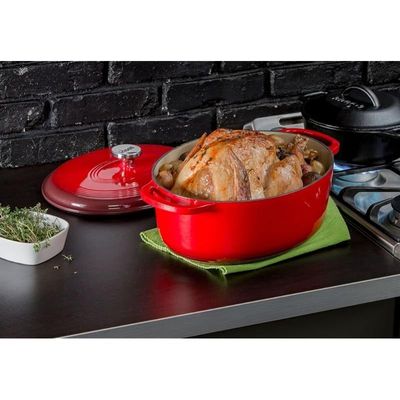 Lodge Enameled Cast Iron Oval Dutch Oven (7-Quart) - Red