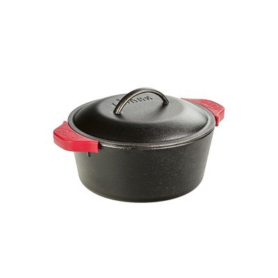 Lodge (5 Qt) With Handle Holders - Black/Red