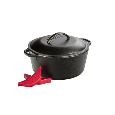 Lodge (5 Qt) With Handle Holders - Black/Red