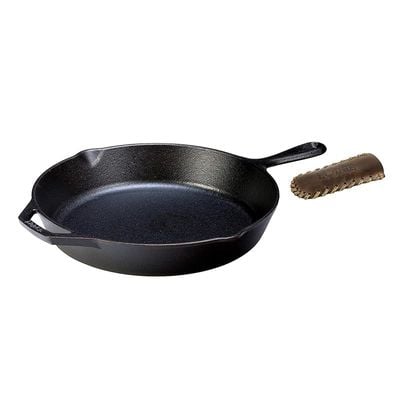 Lodge Cast Iron Frying Pan With Nokona Leather Hot Handle Holder 30Cm