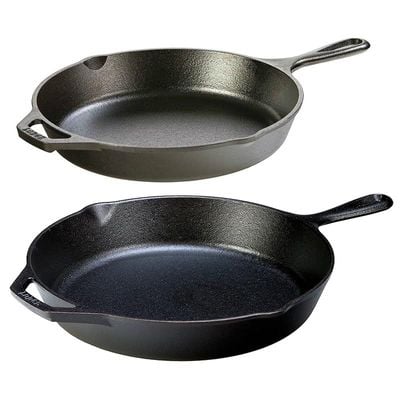 Lodge Seasoned Cast Iron 2 Skillet Bundle 12 And 10.25 Inch Set