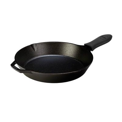 Lodge Seasoned Cast Iron Frying Pan With Silicone Hot Handle Holder 30 Cm - Black