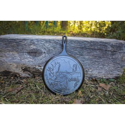 Lodge Wildlife Series-10.5" Cast Iron Griddle With Moose Scene, 10.5" - Black