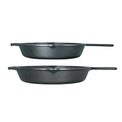 Lodge Seasoned Cast Iron Skillet Frying Pans Bundle, 12" And 10.25", Set of 2