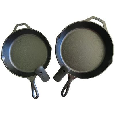 Lodge Seasoned Cast Iron Skillet Frying Pans Bundle, 12" And 10.25", Set of 2