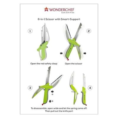 Wonderchef 6-In-1 Plastic Scissor - Green/Grey