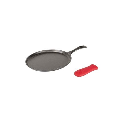 Lodge Cast Iron Griddle And Hot Handle Holder, 10.5" - Black/Red