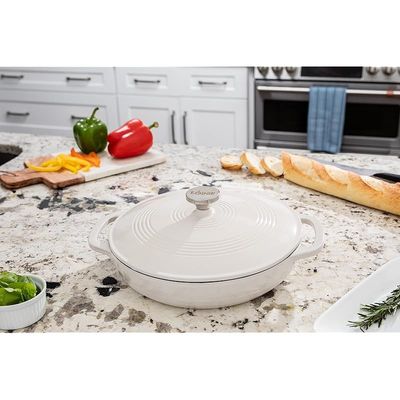 Lodge 3.6 Quart Cast Iron Casserole Pan (3.6 Quart) - Oyster White
