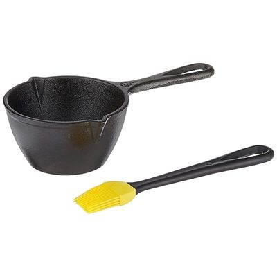 Lodge Cast Iron Silicone Brush Melting Pot (15.2 Oz) - Black