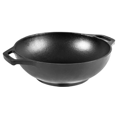 Lodge 6 1/4" Pre-Seasoned Cast Iron Mini Wok - Black