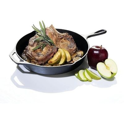 Lodge Seasoned Cast Iron Skillet 12 Inch Ergonomic Frying Pan With Assist Handle - Charcoal