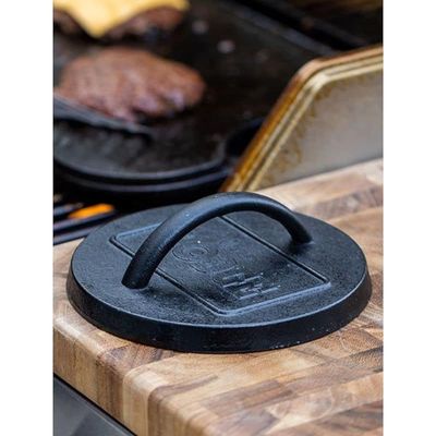 Lodge 6.25 Inch Seasoned Cast Iron Burger Press - Black