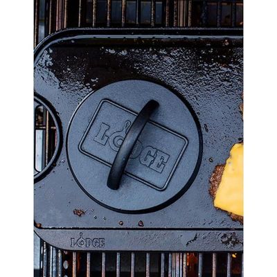 Lodge 6.25 Inch Seasoned Cast Iron Burger Press - Black