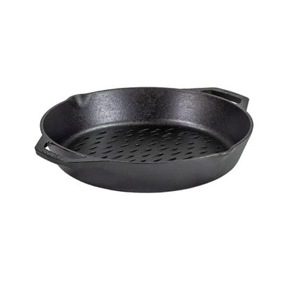 Lodge 12" Cast Iron Dual Handle Grill Basket, 12 Inch - Black