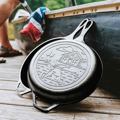 Lodge Cast Iron Wanderlust Series, Cabin Combo Cooker (3.2 Quart) - Black