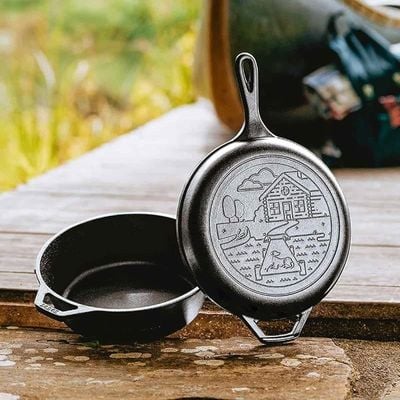 Lodge Cast Iron Wanderlust Series, Cabin Combo Cooker (3.2 Quart) - Black