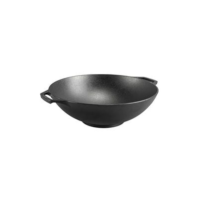 Lodge Pre-Seasoned Cast Iron 14" Wok - Black