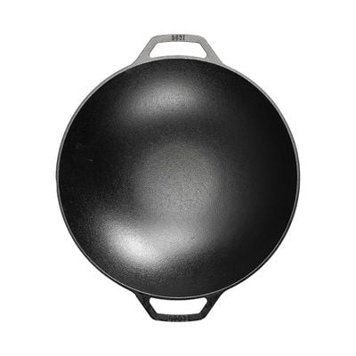 Lodge Pre-Seasoned Cast Iron 14" Wok - Black