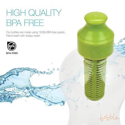 Bobble BPA-Free Classic Plastic Water Bottle, Soft Touch Carry Cap, Replaceable Carbon Filter (18.5 Oz) - Navy Blue