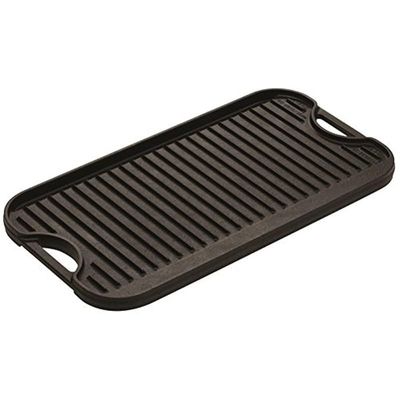 Lodge Pre-Seasoned Cast Iron Reversible Grill/Griddle With Handles - Black