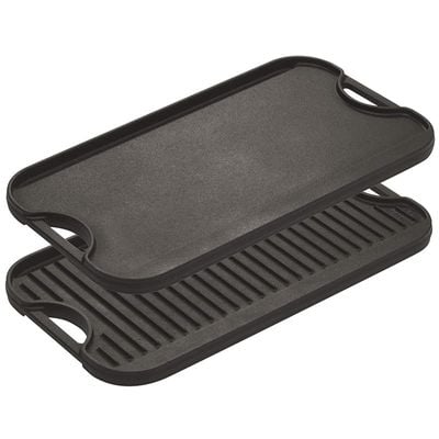 Lodge Pre-Seasoned Cast Iron Reversible Grill/Griddle With Handles - Black