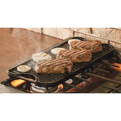 Lodge Pre-Seasoned Cast Iron Reversible Grill/Griddle With Handles - Black