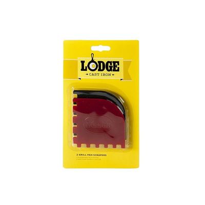 Lodge Durable Grill Pan Scrapers, 2-Pack - Red/Black